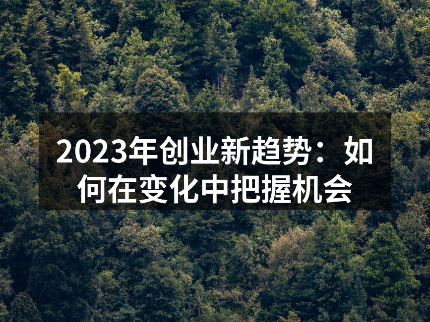 2023年创业新趋势：如何在变化中把握机会